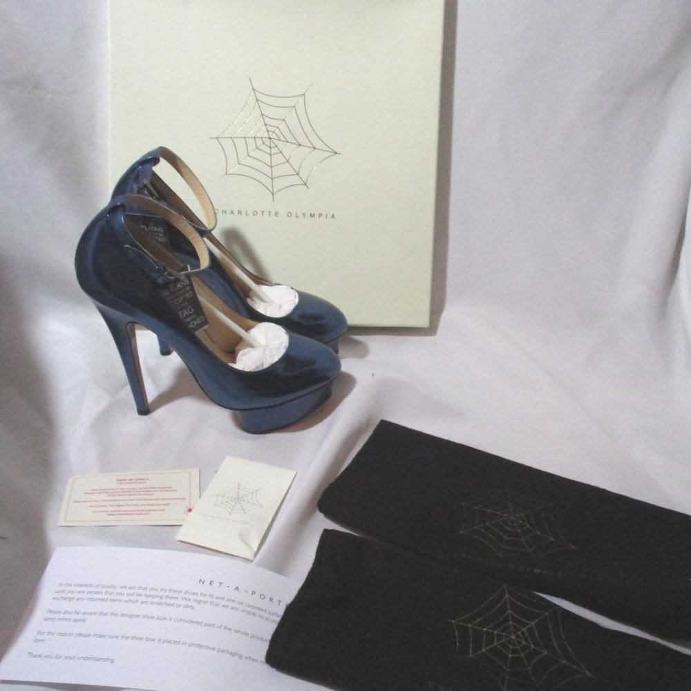 NEW CHARLOTTE OLYMPIA DOLORES High HEEL Pump Shoe Platform NWT ELECTRIC BLUE - Picture 3 of 9